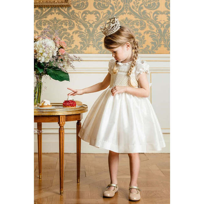 Colombe Silk Ceremony Smocked Dress, Gold