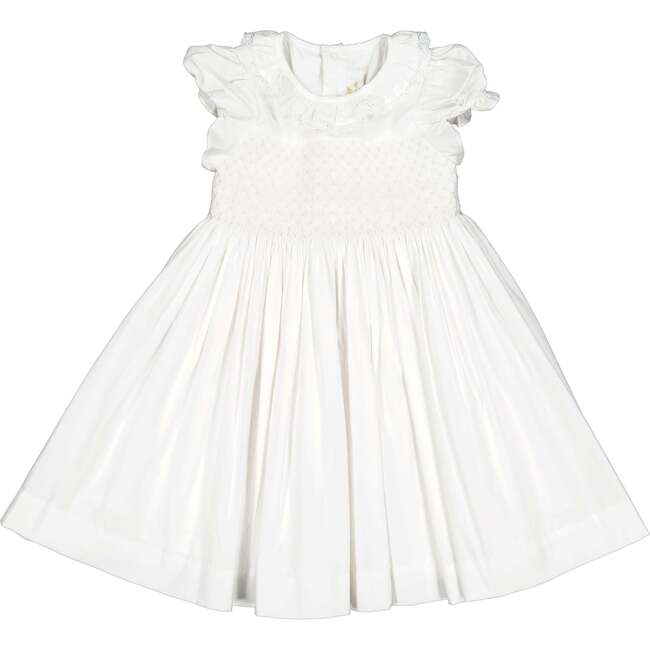 Antoinette Ceremony Smocked Dress, White
