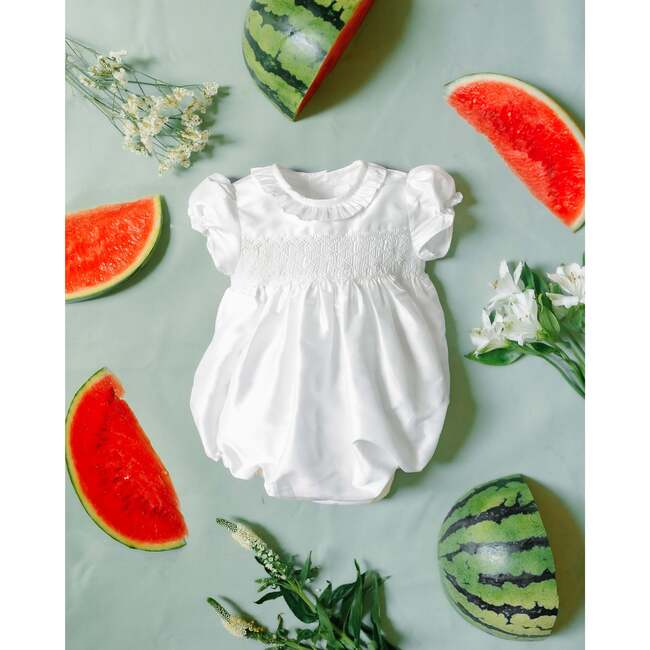 Colombe Silk Ceremony Smocked Bubble White