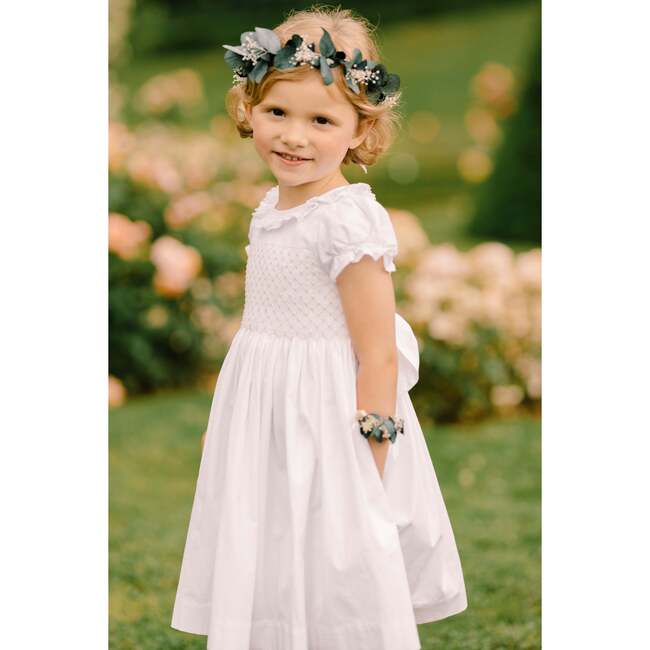 Antoinette Ceremony Smocked Dress, White