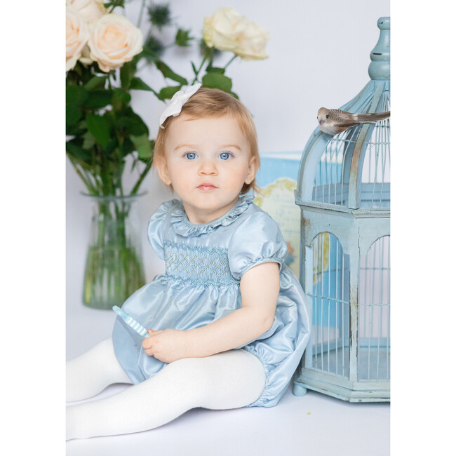Astrid French Silk Smocked Bubble, Azur