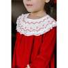 Celeste Long Sleeve Corduroy Bishop Dress, Red - Dresses - 4 - thumbnail