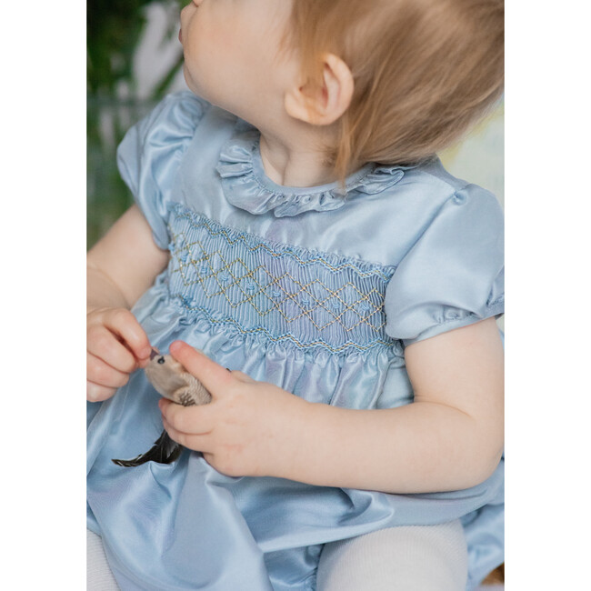Astrid French Silk Smocked Bubble, Azur - Rompers - 4