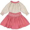 Marie Floral Print Smocked Corduroy Skirt & Blouse, Pink - Mixed Apparel Set - 5 - thumbnail