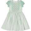 Camelia Organza Puff Sleeves Smocked Dress, Green - Dresses - 1 - thumbnail