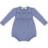 George Long Sleeve Flannel Bubble, Blue - Rompers - 1 - thumbnail