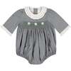 Heidi Winter Long Sleeve Smocked Bubble, Grey - Rompers - 1 - thumbnail