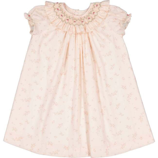 Jasmine Floral Short Puff Sleeve Bishop Dress, Pink