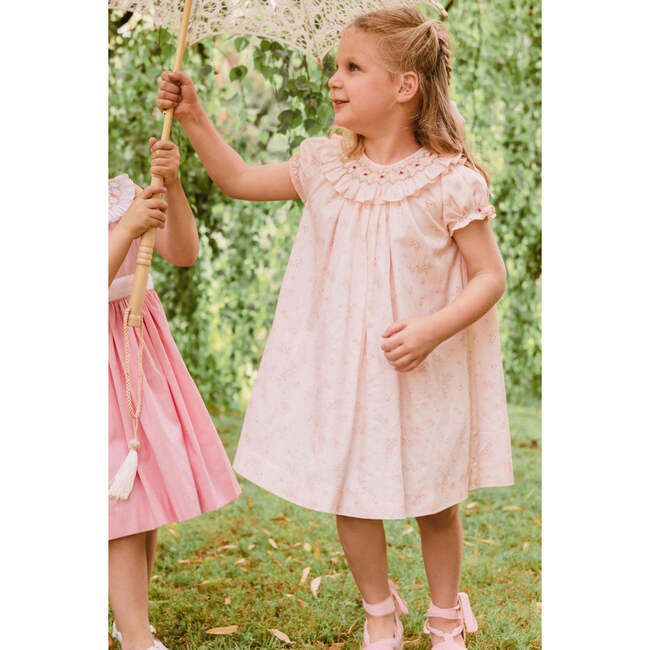 Jasmine Floral Short Puff Sleeve Bishop Dress, Pink