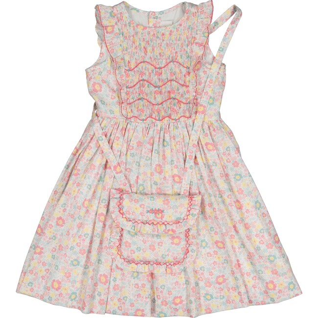Marguerite Floral Pink Frilled Sleeveless Smocked Dress