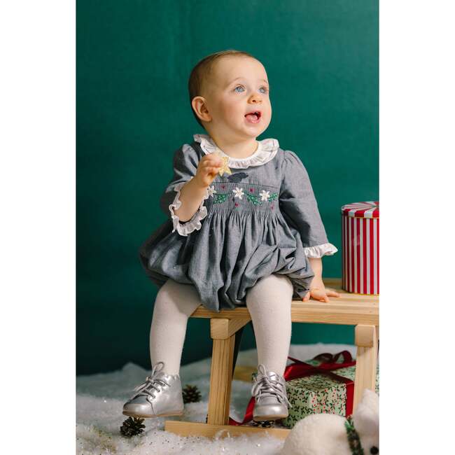 Heidi Winter Long Sleeve Smocked Bubble, Grey