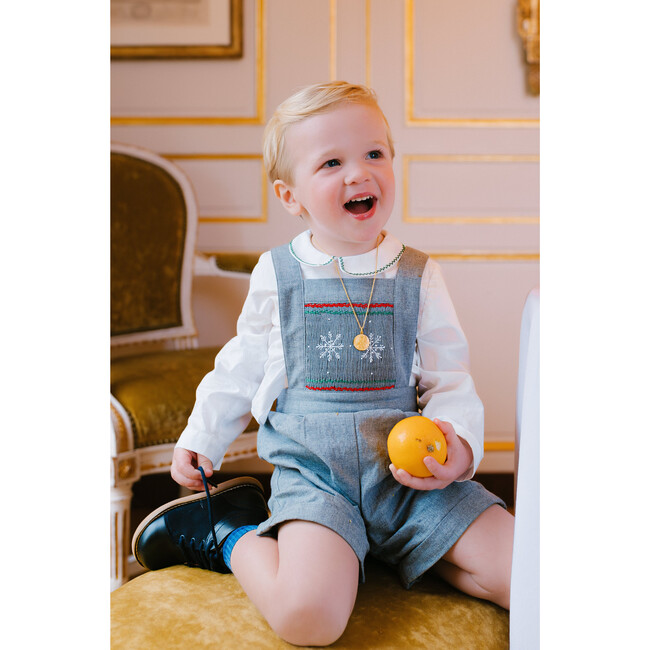 George Flannel Dungaree & Long Sleeve Shirt, Grey