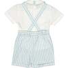 George Stripe Dungaree & Shirt, Green - Rompers - 4 - thumbnail