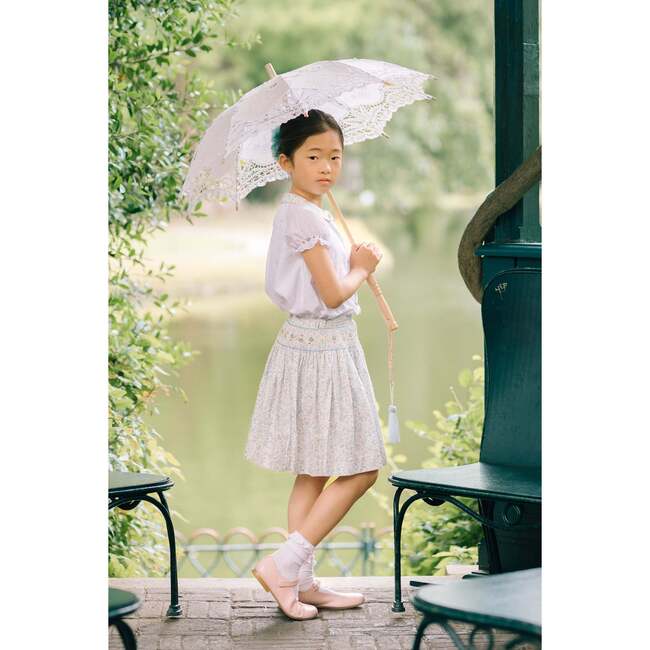 Marie Floral Skirt & Short Sleeve Blouse, Blue - Mixed Apparel Set - 3