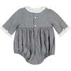 Heidi Winter Long Sleeve Smocked Bubble, Grey - Rompers - 5 - thumbnail