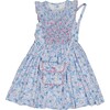 Marguerite Floral Blue Frilled Sleeveless Smocked Dress - Dresses - 1 - thumbnail