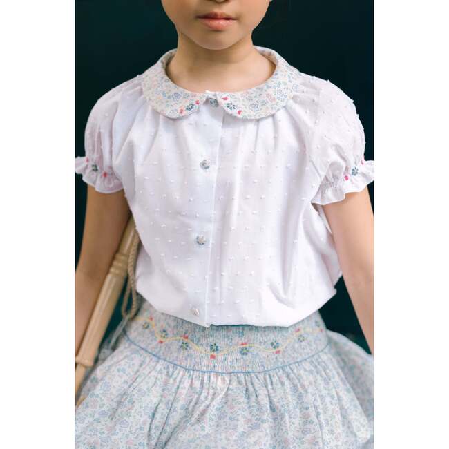 Marie Floral Skirt & Short Sleeve Blouse, Blue - Mixed Apparel Set - 4