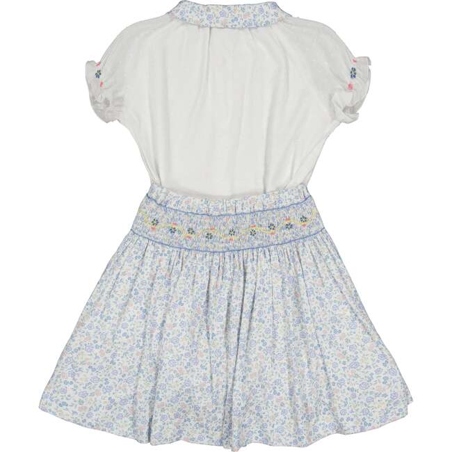 Marie Floral Skirt & Short Sleeve Blouse, Blue - Mixed Apparel Set - 5