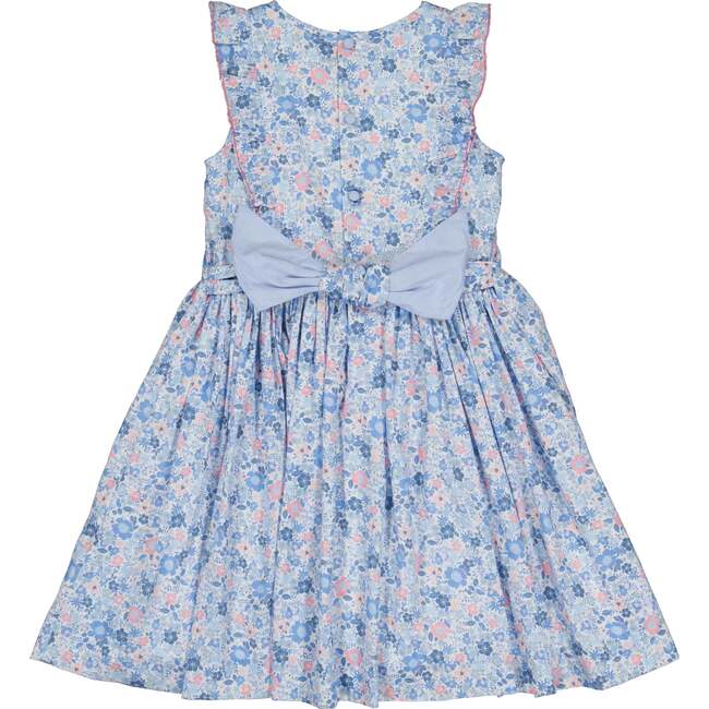 Marguerite Floral Blue Frilled Sleeveless Smocked Dress - Dresses - 3