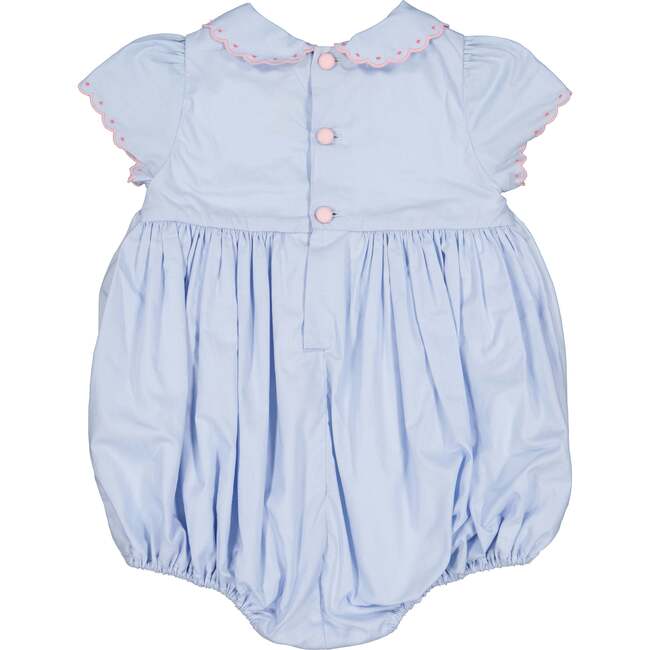 Cassis Short Sleeve Smocked Romper, Blue - Rompers - 4