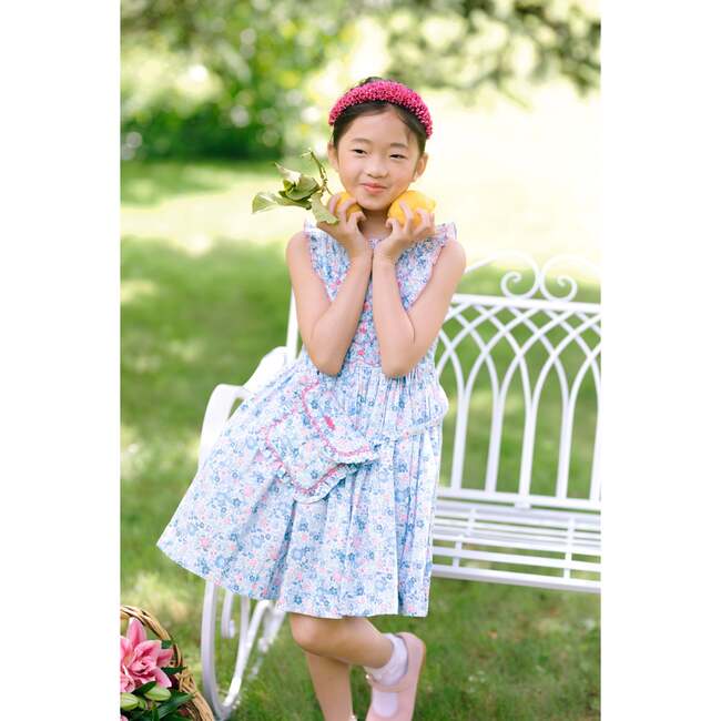 Marguerite Floral Blue Frilled Sleeveless Smocked Dress - Dresses - 5