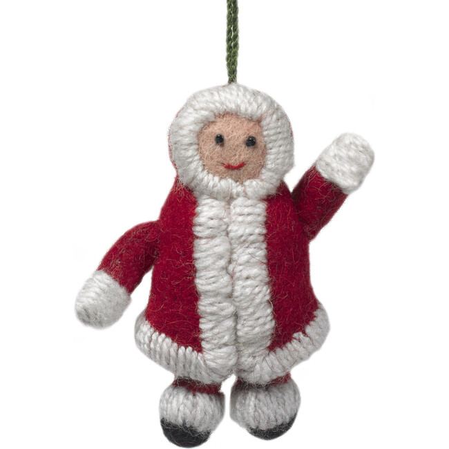 Handmade Felt Snowsuit Gal Christmas Ornament - in Red