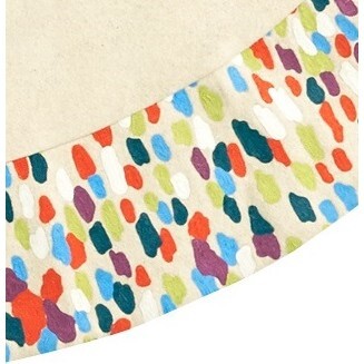 Handmade Christmas Tree Skirt in Recycled Wool - Confetti Border on Beige- 60" - Tree Skirts - 2