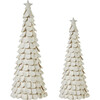 Pair of Handmade Cream Tabletop Christmas Trees in Hand Felted Wool- XL- 26" and 36" - Accents - 1 - thumbnail