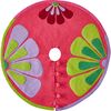 Handmade Christmas Tree Skirt in Felt - Flowers on Pink - 60" - Tree Skirts - 1 - thumbnail