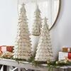 Pair of Handmade Cream Tabletop Christmas Trees in Hand Felted Wool- XL- 26" and 36" - Accents - 2