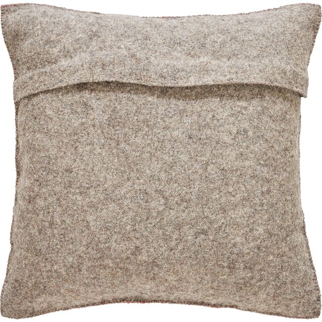 Handmade Christmas Pillow Cover in Hand Felted Wool - Tree on Red - 14"