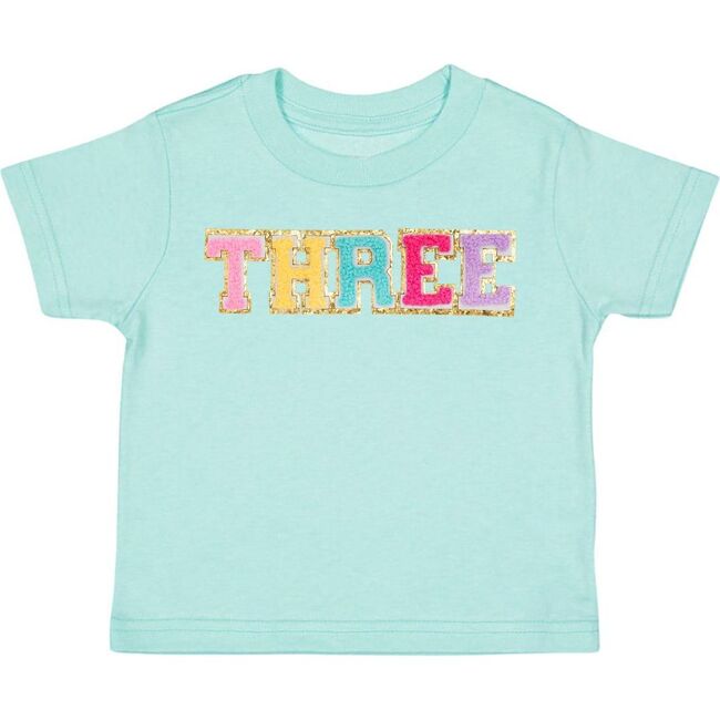 Third Birthday Patch Short Sleeve T-Shirt, Aqua - T-Shirts - 1