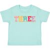 Third Birthday Patch Short Sleeve T-Shirt, Aqua - T-Shirts - 1 - thumbnail