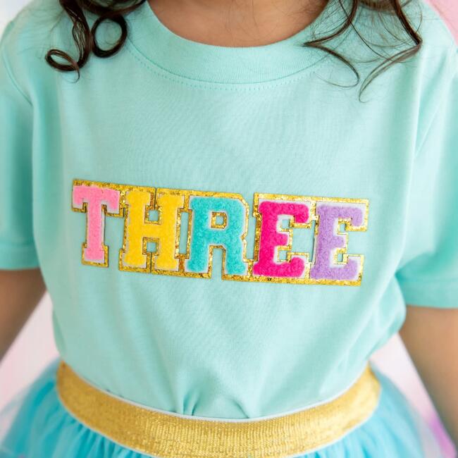 Third Birthday Patch Short Sleeve T-Shirt, Aqua - T-Shirts - 2