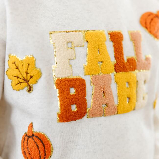 Fall Babe Fun Patch Sweatshirt, Natural - Sweatshirts - 3