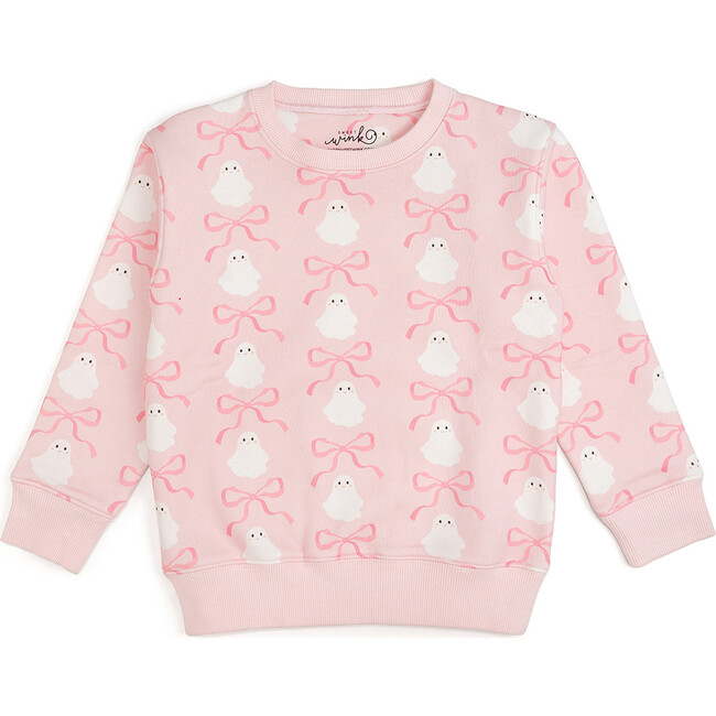 Coquette Ghost Halloween Sweatshirt, Pink