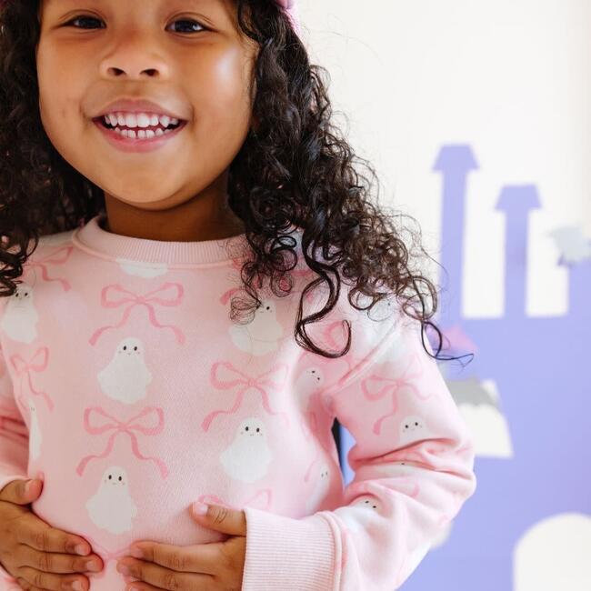 Coquette Ghost Halloween Sweatshirt, Pink - Sweatshirts - 3