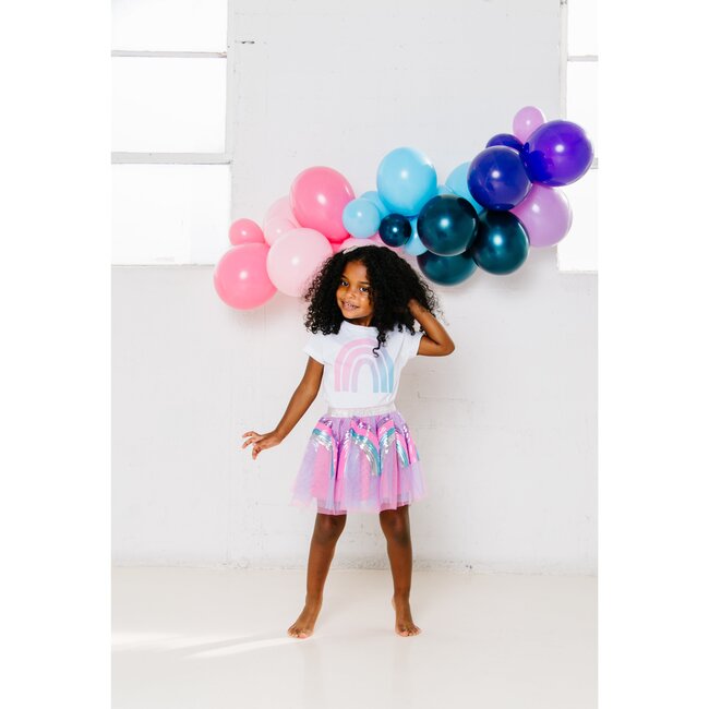 Rainbow Doodle Short Sleeve Bodysuit, White - Onesies - 3