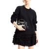 Sweatshirt Georgette Ruffle Combo Dress, Black - Dresses - 1 - thumbnail