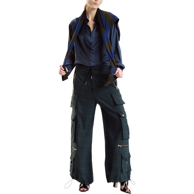 Plaid Cargo Pants, Green Plaid