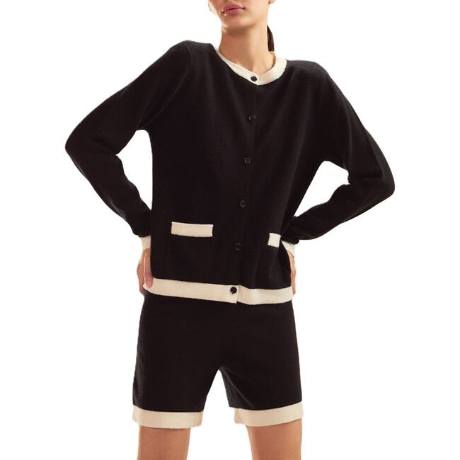Wool Cashmere 2 Tones Shorts, Black/White