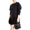 Sweatshirt Georgette Ruffle Combo Dress, Black - Dresses - 2 - thumbnail