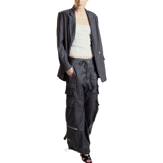 Pinstripe Oversized Jacket, Heather Grey