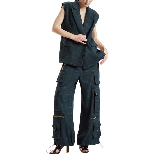 Plaid Cargo Pants, Green Plaid