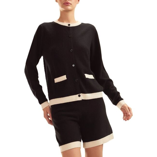 Wool Cashmere 2 Tones Shorts, Black/White - Shorts - 3