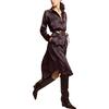 Pintuck Silk Charmeuse Shirt Dress, Black/Burgundy - Dresses - 2