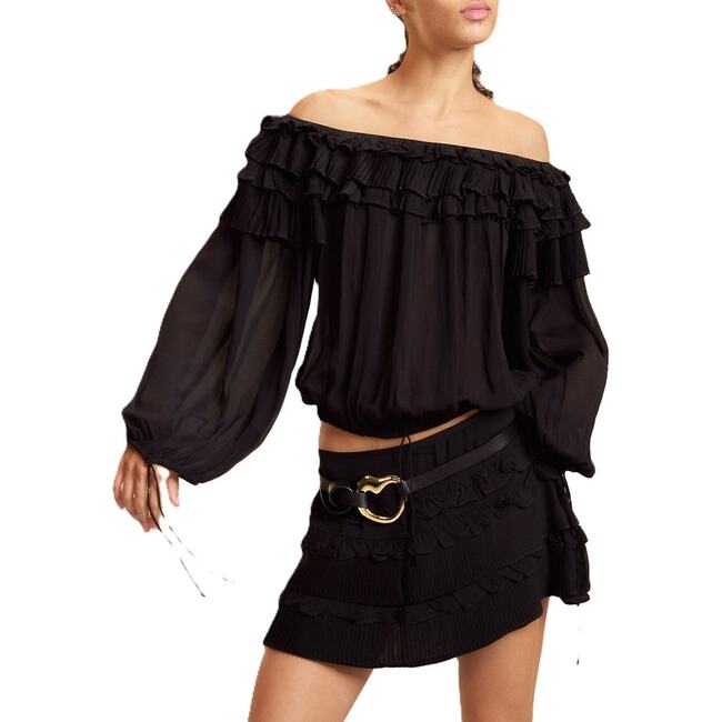Ruffle Pleated Micro Skirt, Black - Skirts - 3