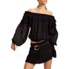 Ruffle Pleated Micro Skirt, Black - Skirts - 3 - thumbnail