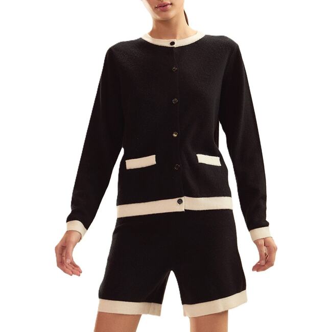 Wool Cashmere 2 Tones Shorts, Black/White - Shorts - 4