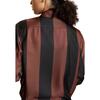 Silk Stripes Button-Up Shirt, Black/Brown - Button Downs - 4 - thumbnail